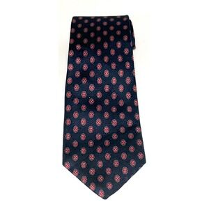 Christian Dior All Silk Tie Navy Blue with Medallion Pattern EXCELLENT